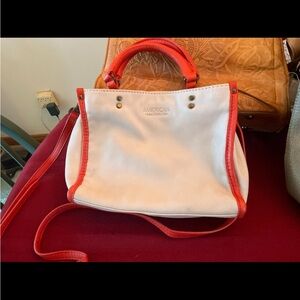 American Leather Co. White and Red Handbag